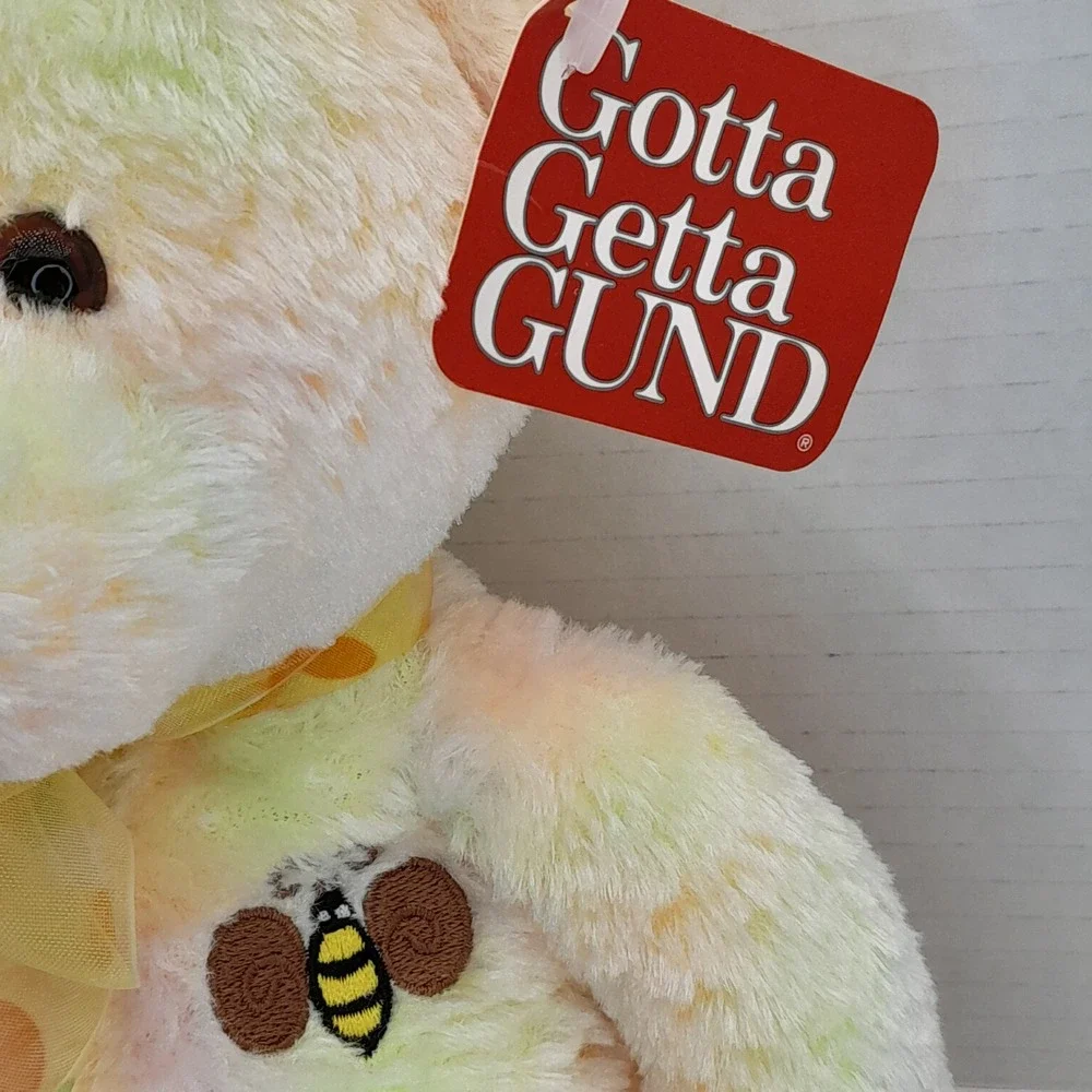 Gund Buzz Bee Bear 15028 Pastel Tie Dye Plush Bumblebee Embroidery NWT 12in